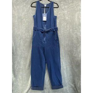 Rachel Comey Indigo Denim Women’s Jumpsuit Overalls Belt Zipper Pockets 0
